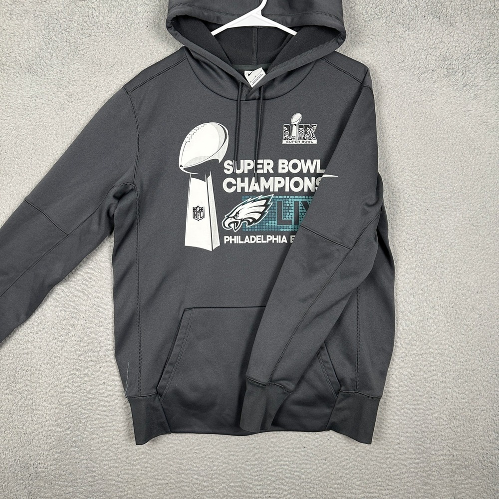 Philadelphia Eagles Nike Hoodie Mens Medium Therma-Fit Grey Super Bowl LIX EUC